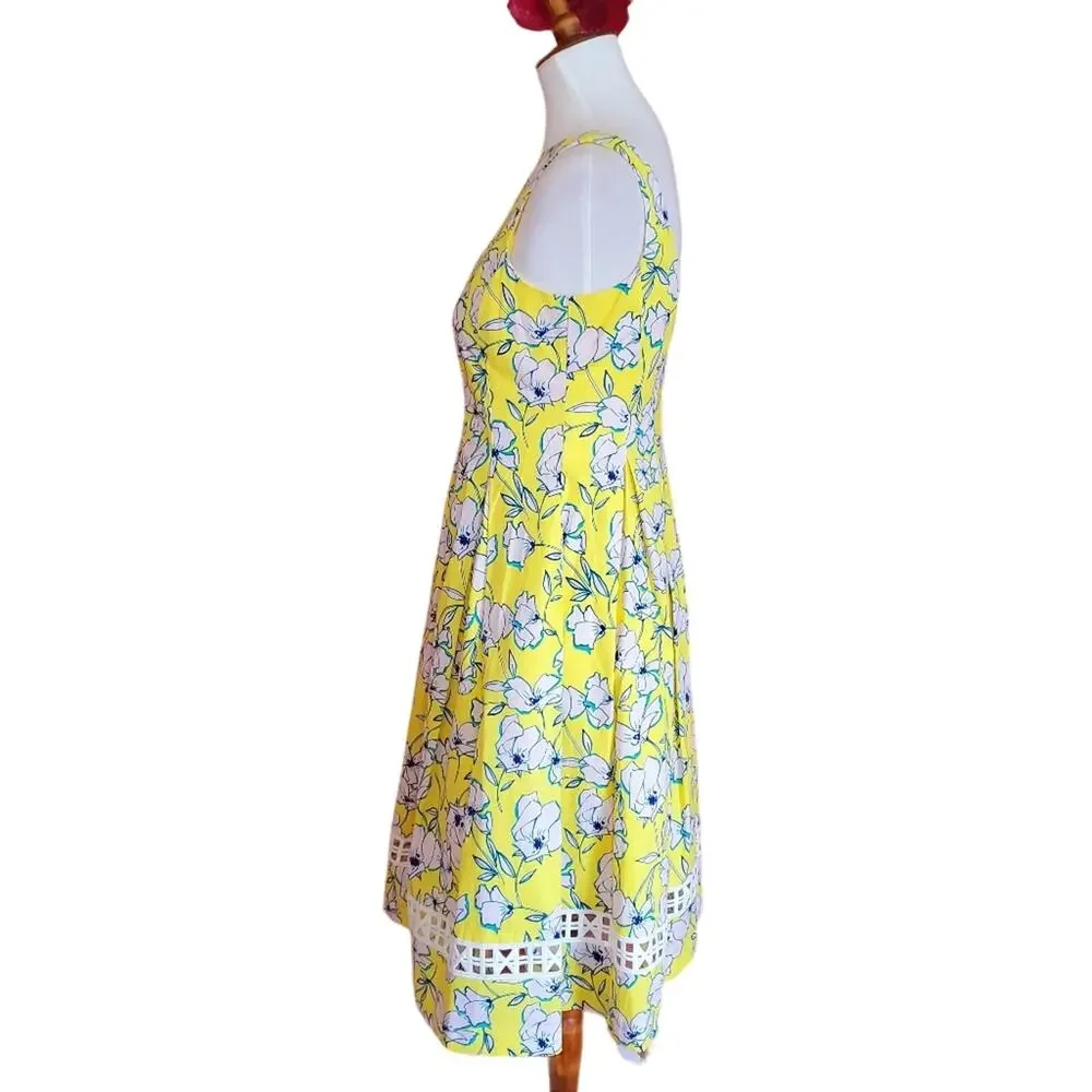 Eliza J Yellow Floral Pleated Dress - Picture 11 of 13
